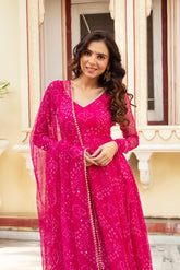 Pink Bandhni Suit